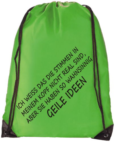 Rucksack Beutel, versch. Farben mit Spruch "STIMMEN IM KOPF"
