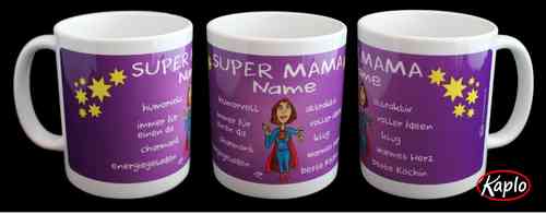 Tasse Super Mama mit Wunschname